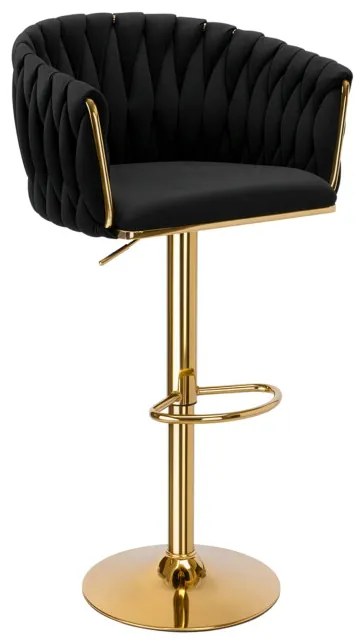 Barová stolička COFTON zamatová, zlatá / čierna