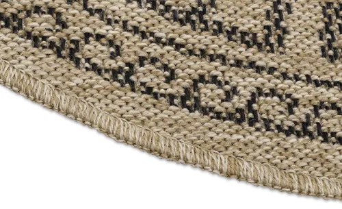 Koberce Breno Kusový koberec COMILLA kruh 887 Black , béžová,120 x 120 cm