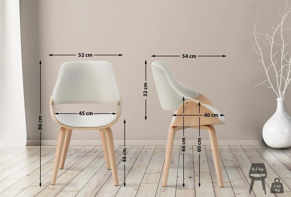 Jedálenská stolička Vangale - látka - Natura / Krémová