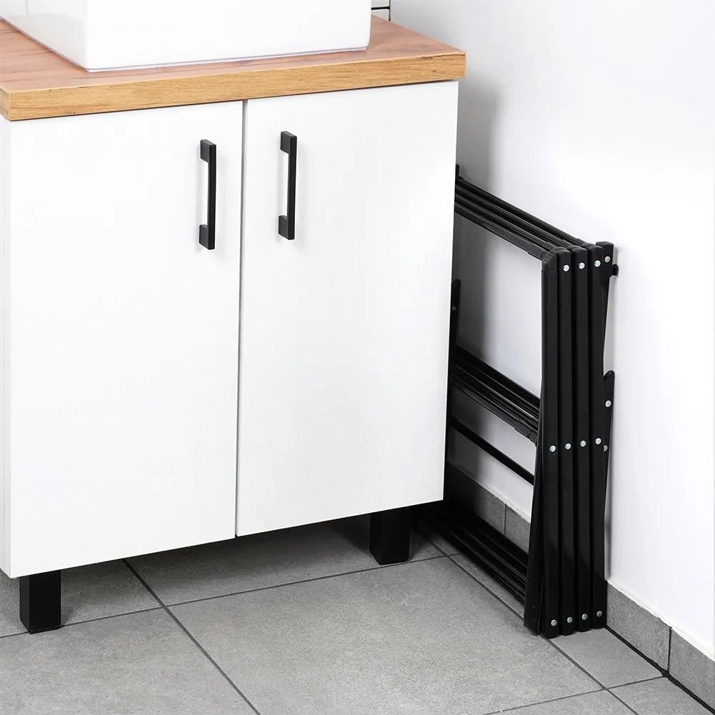 VILDE Sušiak na bielizeň, skladací, čierny kov VILDE, 8 poschodí, 43 - 75 x 37,5 x 139 cm