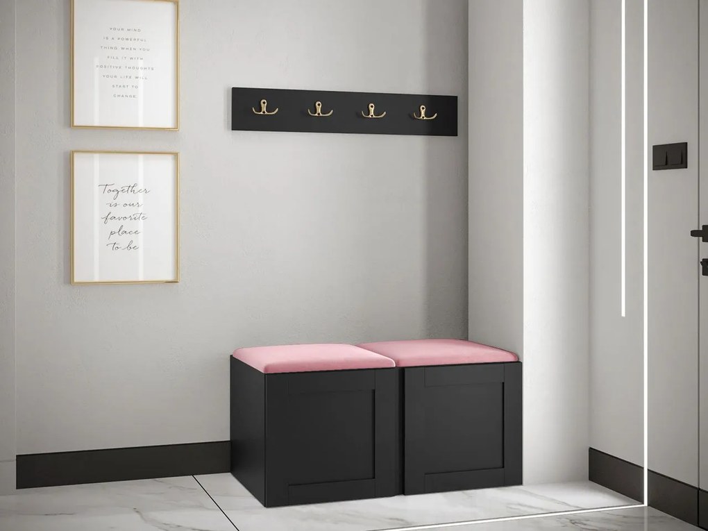 Predsieňová zostava Terospito VI, Farby: čierna, Farba čalúnenia:: ekokoža Soft 011 (čierna)