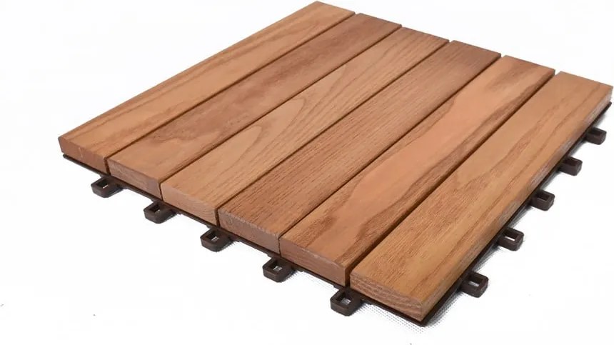 Podlahové dlaždice z jaseňového dreva v súprave 6 ks Rojaplast - Thermowood