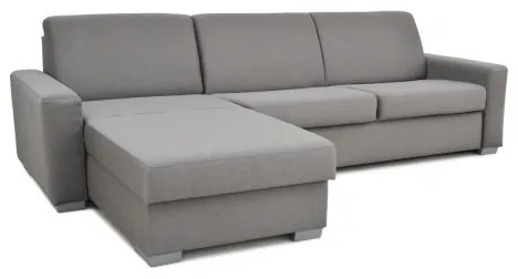 Rozkladacia rohová sedacia súprava LEKA, ľavá, sivá, s úložným priestorom, na ka