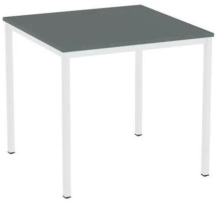 Jedálenský stôl Versys s bielym podnožím RAL 9003, 80 x 80 x 74,3 cm, tmavosivý