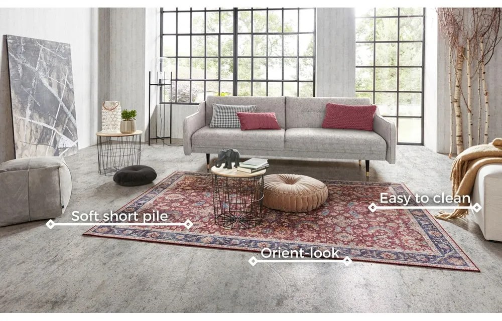 Vínovočervený koberec Nouristan Vivana, 80 x 150 cm