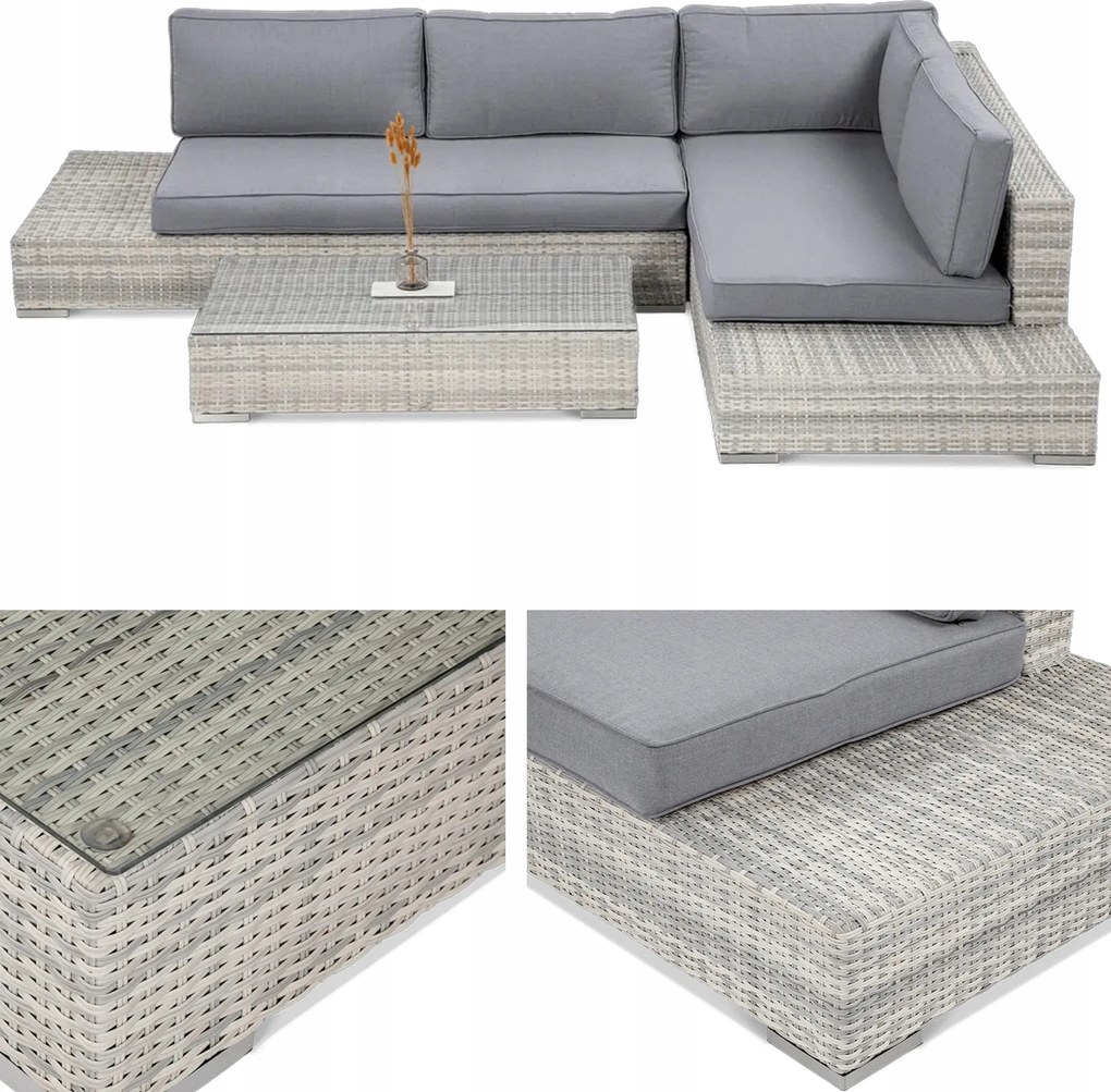 Veľká Súprava Záhradného Nábytku z Technorattanu Verona Rohová Sedačka Stôl na Terasa