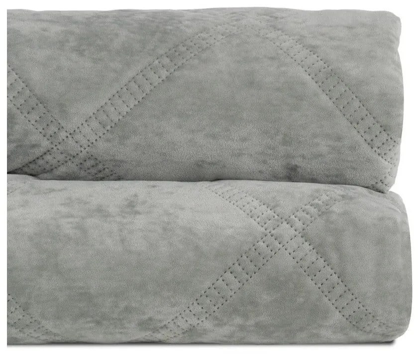 Sivozelený zamatový prešívaný pléd 180x260 cm – Ixia