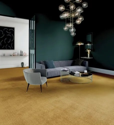 ITC, Koberec metráž Velveti 6943, na mieru, šíře 4m, žltá, twinback (filc+juta), obchodné priestory