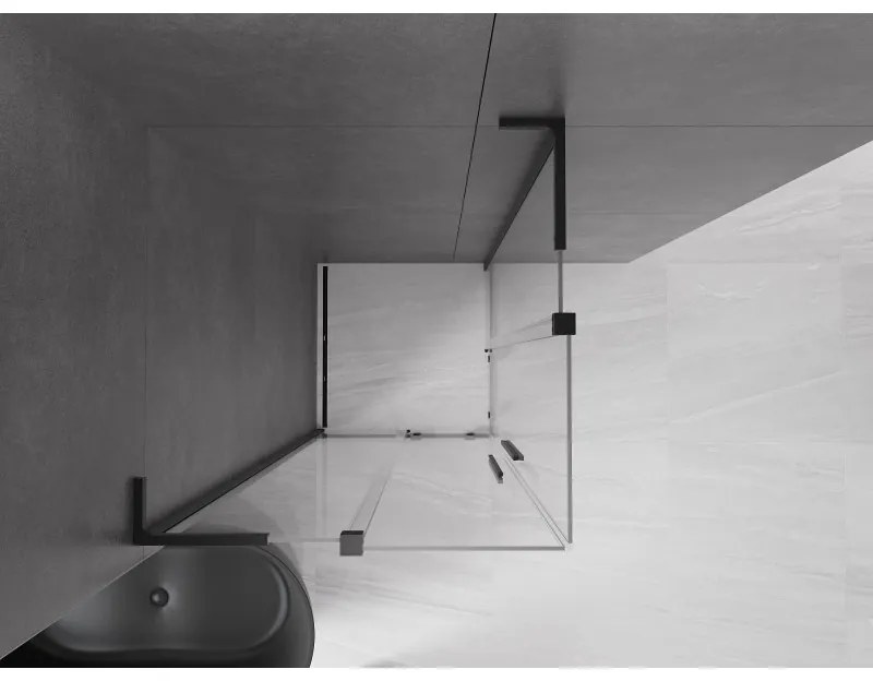 Mexen Velar L Duo, sprchový kút s posuvnými dverami 90 x 90 cm, 8mm číre sklo, čierna matná, 871-090-090-02-03-70