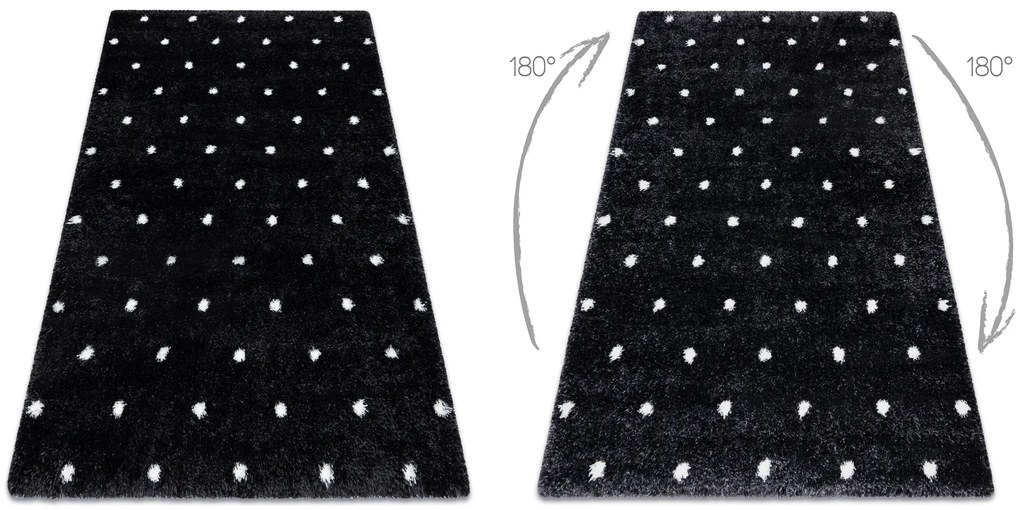 Koberec FLUFFY 2370 shaggy bodky antracit / biely