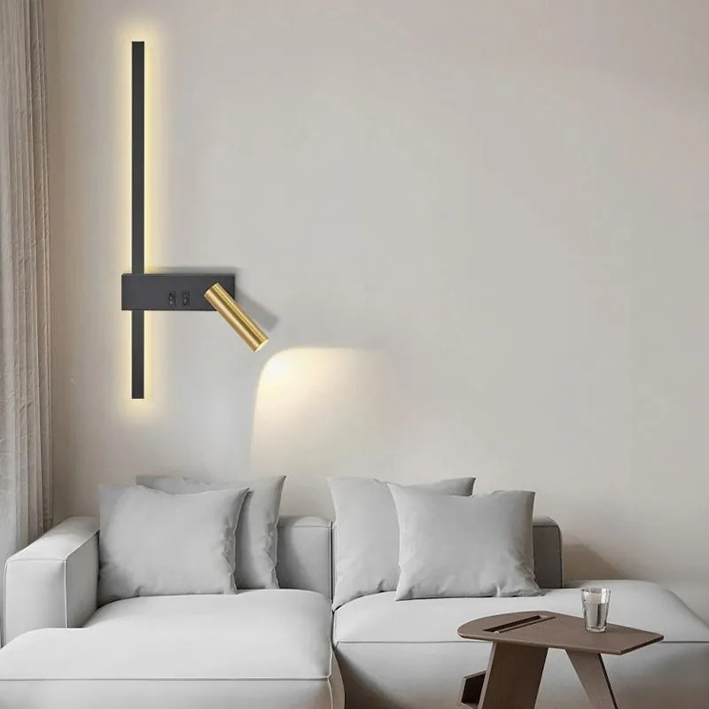 Toolight Toolight, LED nástenné svietidlo 8W 4000K APP1439-W, čierna-zlatá, OSW-02440