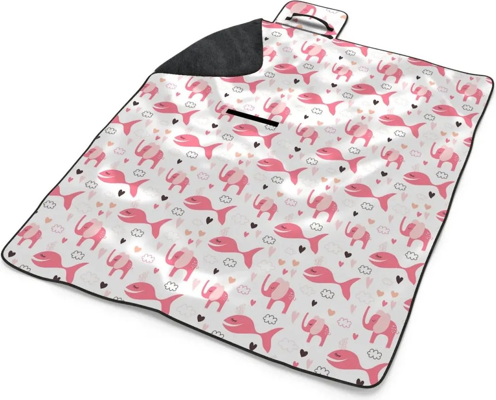 Sablio Plážová deka Ružové rybky a Slony: 200x140 cm