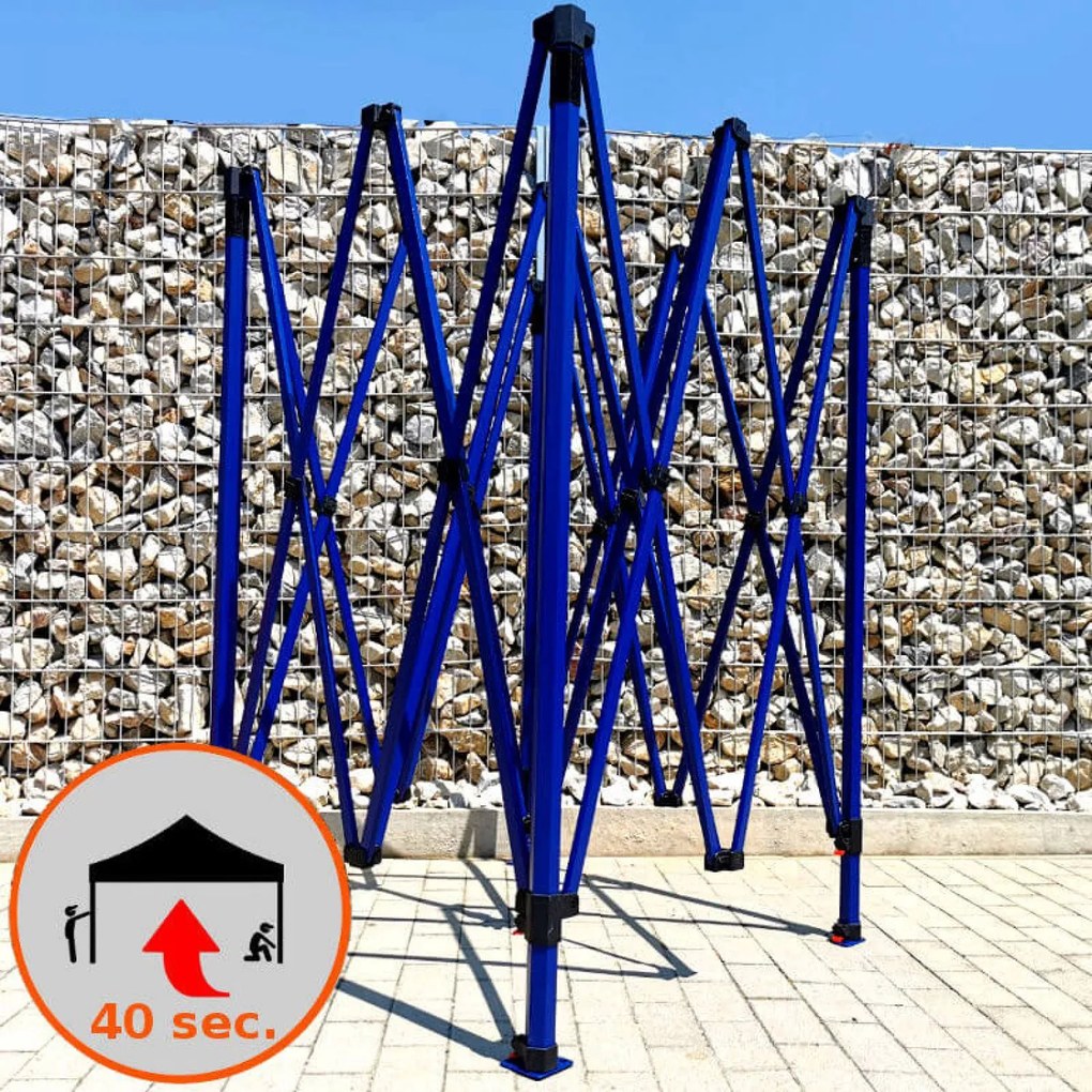 BRIMO Altánok 3x3 m Oceľový Rám s 3 Stenami: Pracovný Stan pre Remeselníkov - s 3 stenami - Modrá 22