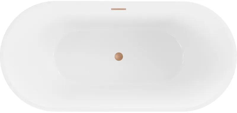 Mexen Luna, voľne stojaca vaňa 140 x 75 cm, biela, medený matný prepad, 52031407500-65