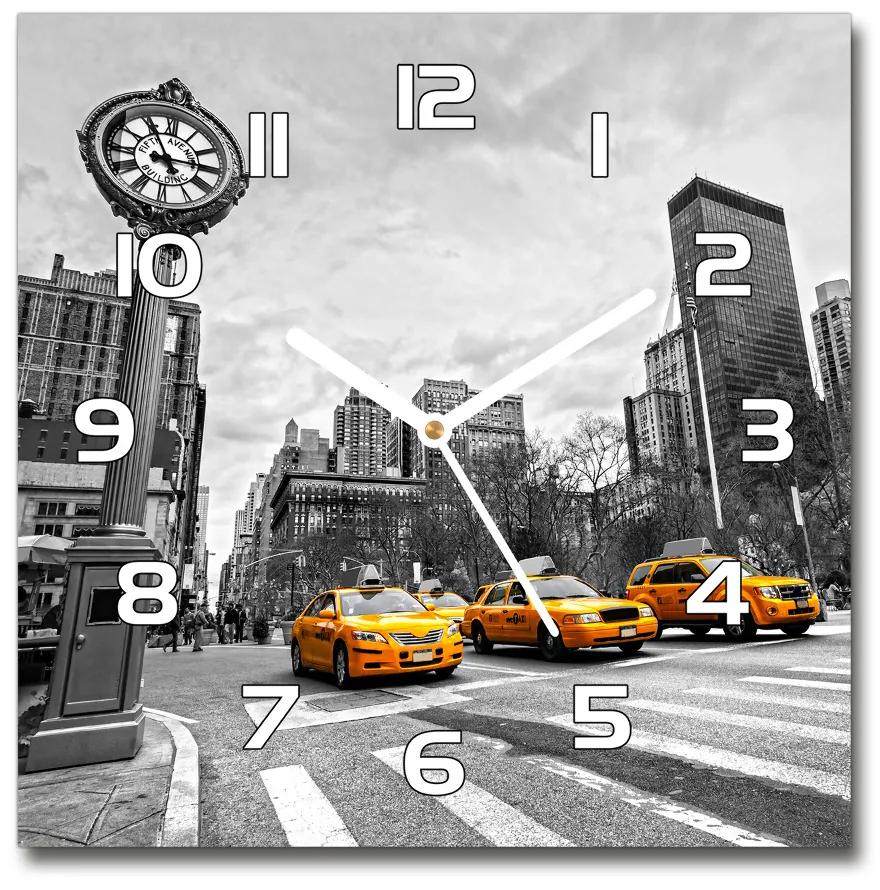 Sklenené hodiny štvorec Taxi New York pl_zsk_30x30_f_58379614