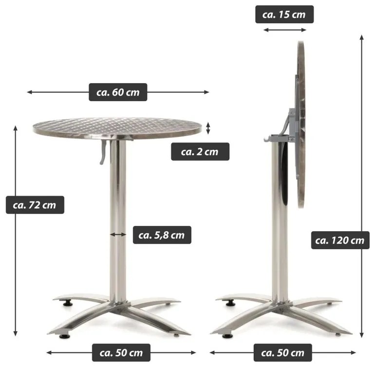 Záhradná sada bistro stôl a 2 stohovateľné stoličky, sivá D104332