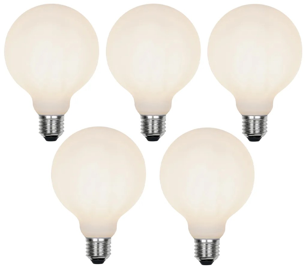 Sada 5 E27 3-stupňových stmievateľných LED žiaroviek G95 matné 5W 550 lm 2700K