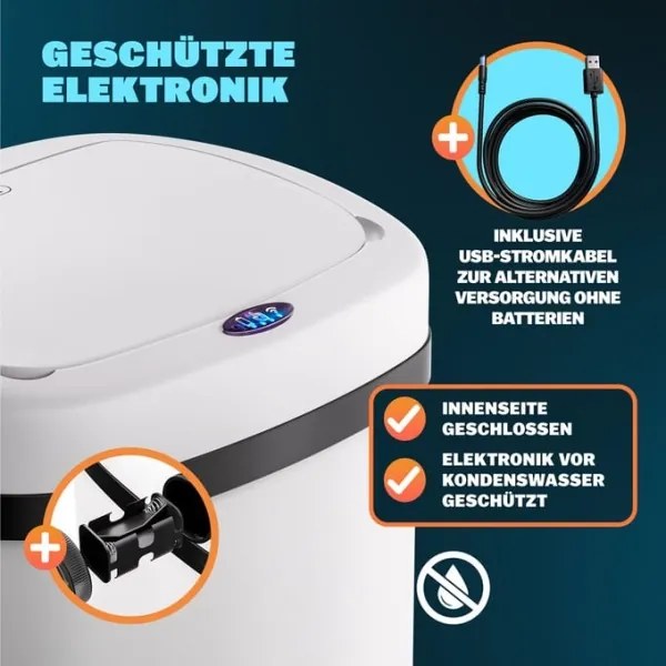 Bezdotykový Jumbo koš 50l biela USB kábel zadarmo