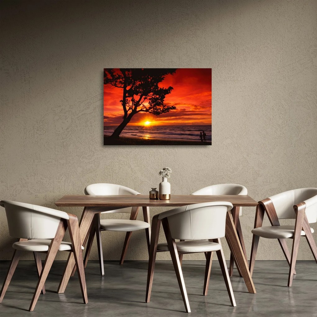 Sklenený obraz - Západ slnka (70x50 cm)