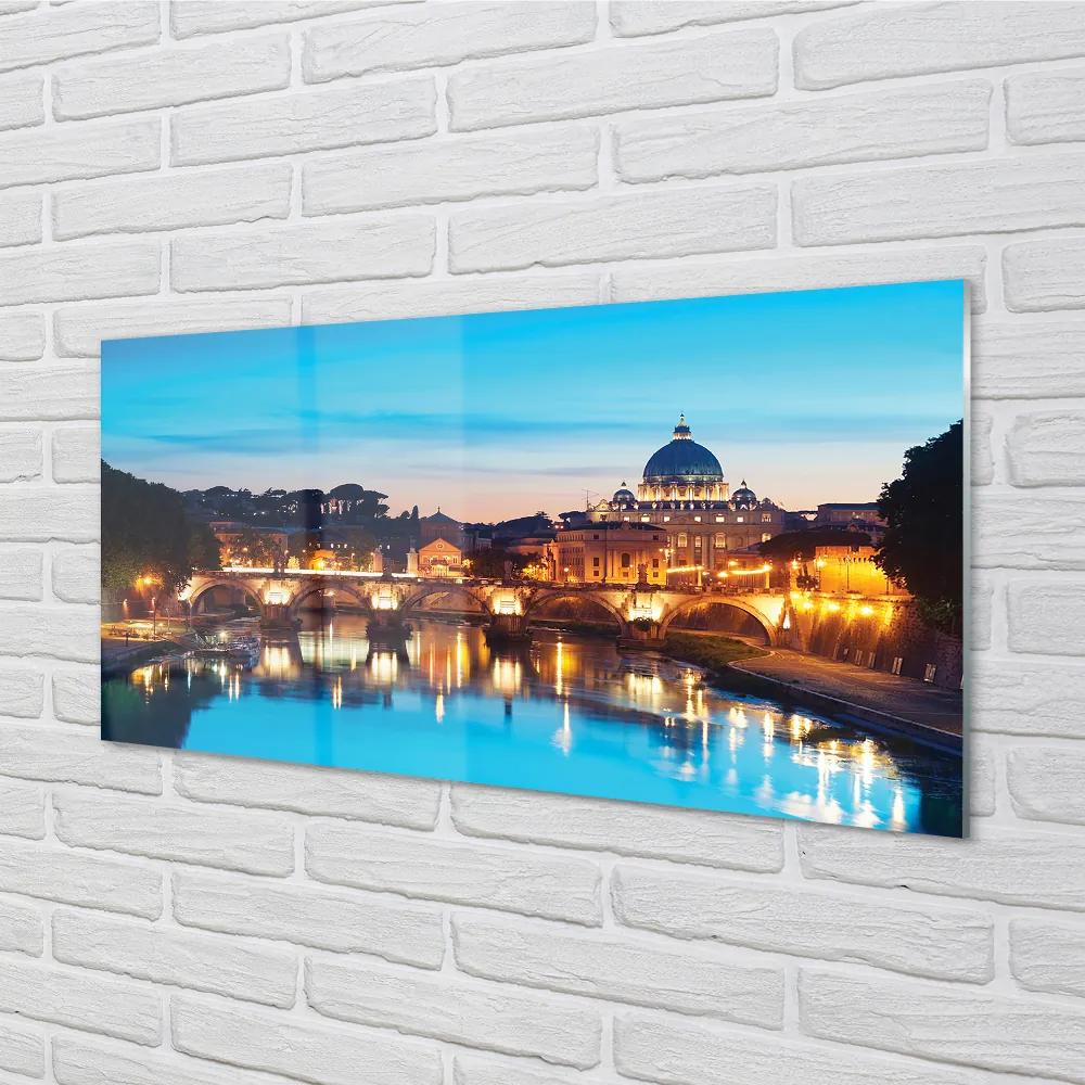 Nástenný panel  Rím západu slnka riečne mosty 120x60 cm