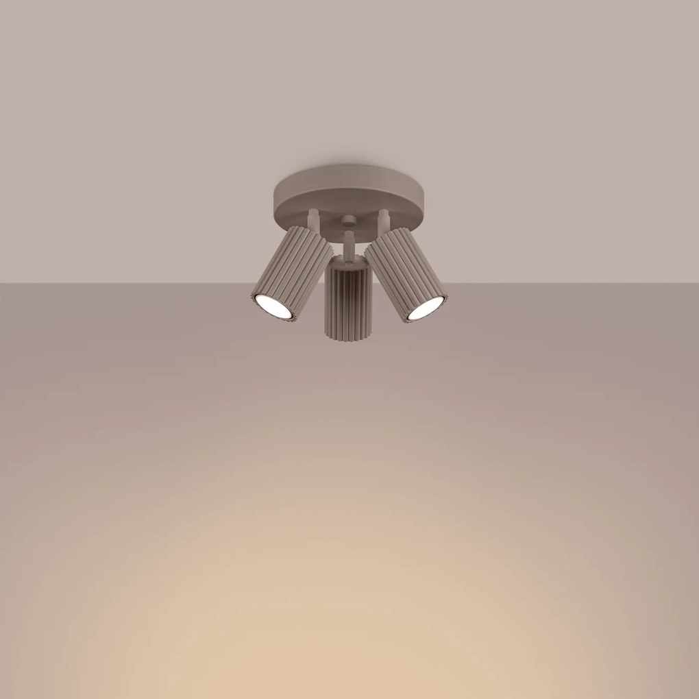 Stropné svietidlo Karbon, 3x tmavobéžové hliníkové tienidlo, (možnosť polohovania)