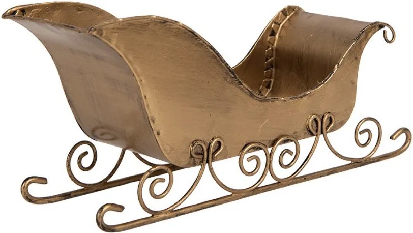 Vianočná dekorácia zlatej antik kovovej sane - 20*6*9 cm