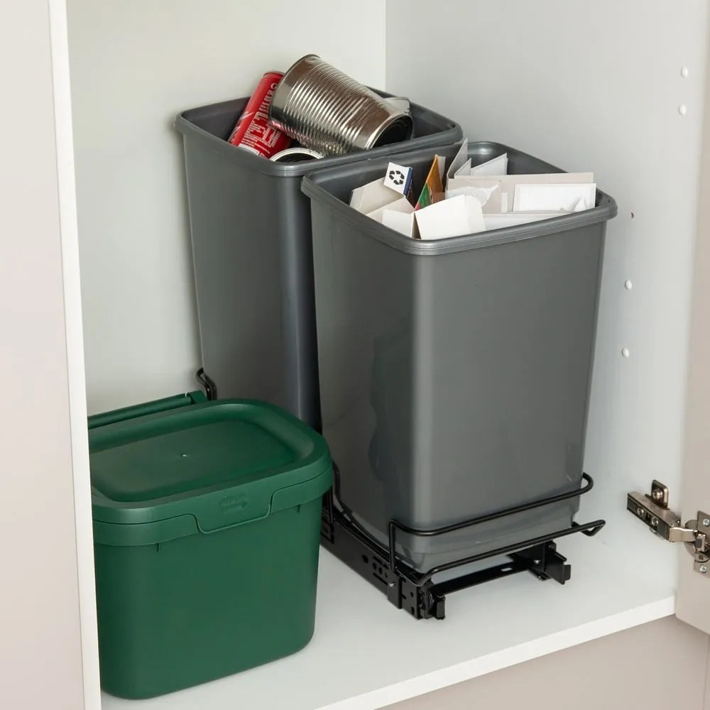 Súprava 2 sivých odpadkových košov Addis In-Cupboard Bin, 10 l