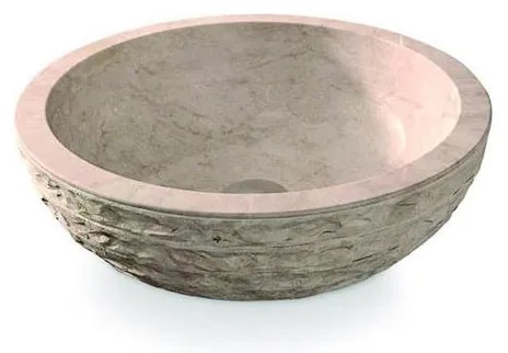 Bathco 00318 - Umývadlo na dosku PUKET Ø 45 cm kameň/béžová