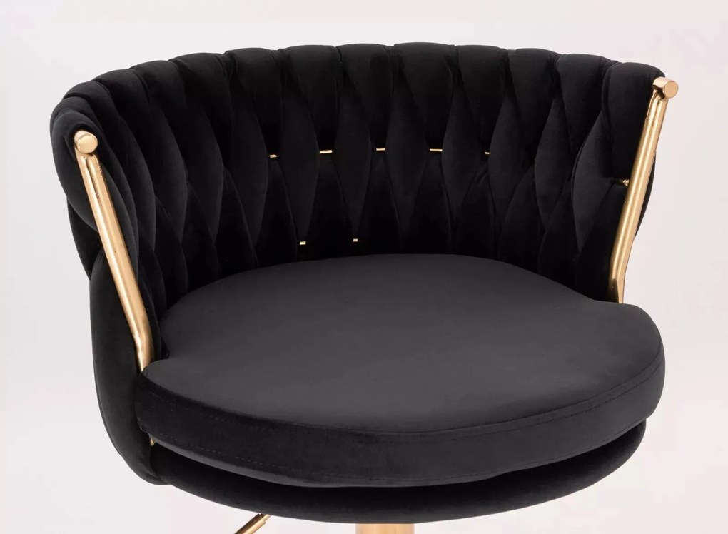 LuxuryForm DESIGN Stolička LYON VELUR na zlatom kríži - čierna