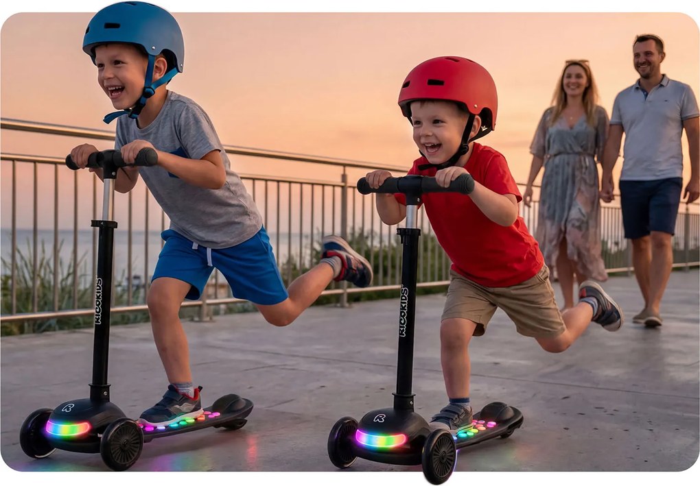 Ricokids Glowi LED balančná Kolobežka pre deti - čierna