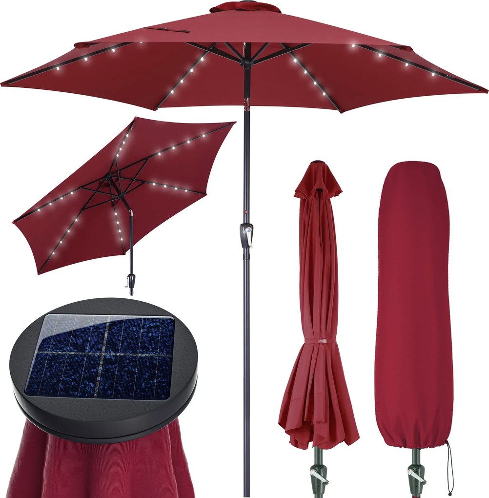 Zahradní slunečník s LED osvětlením Floridas 270 cm červený
