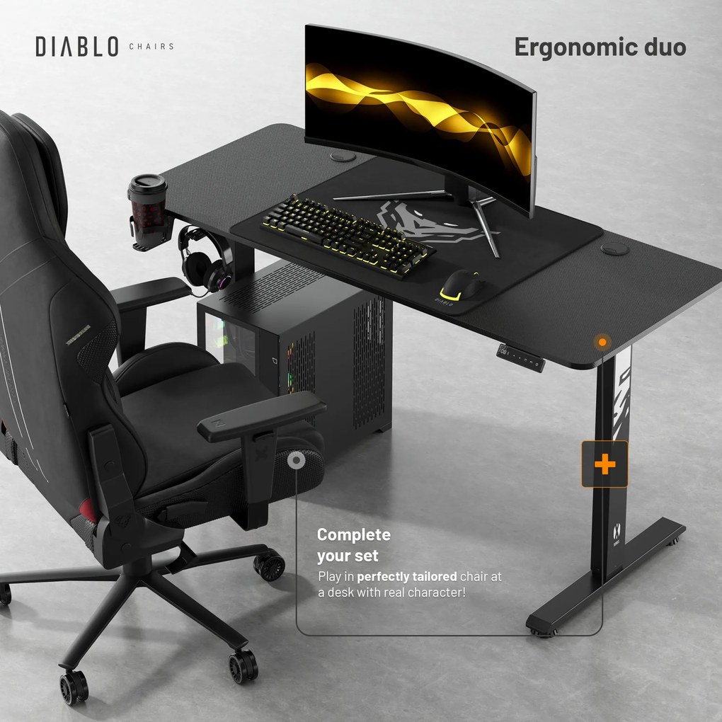 Stôl s elektricky nastaviteľnou výškou 140 cm čierny: Diablo X-Tensio 1400