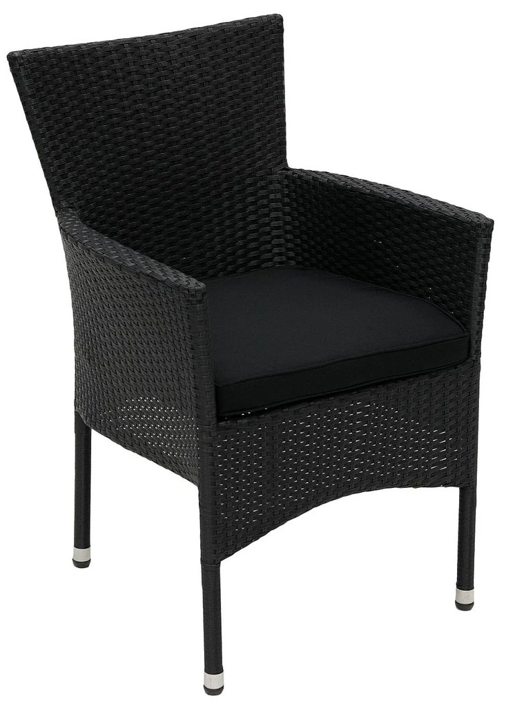 DEOKORK Ratanové kreslo stohovateľné PALERMO s poduškou (čierna)