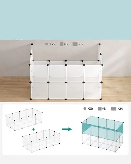 Ohrádka pre malé zvieratá z priehľadného plastu BEN, 143x71x47cm, transparentná SongmicsHome