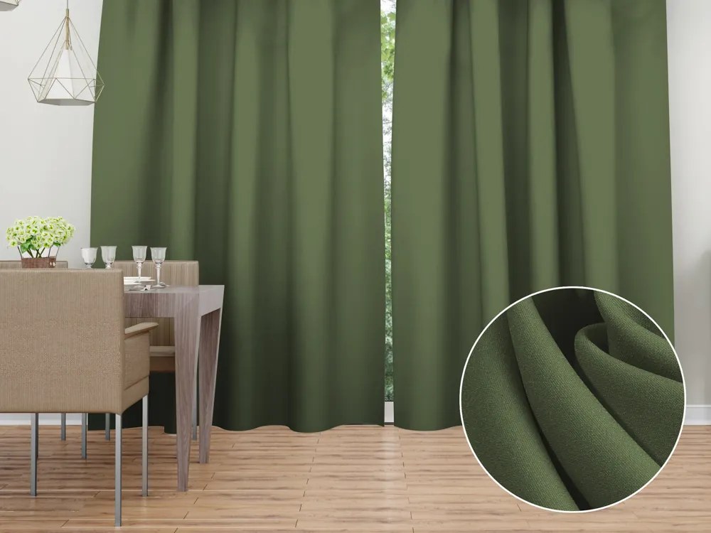 Biante Dekoračný záves Rongo RG-081 Tmavý olivovo zelený 140x210 cm