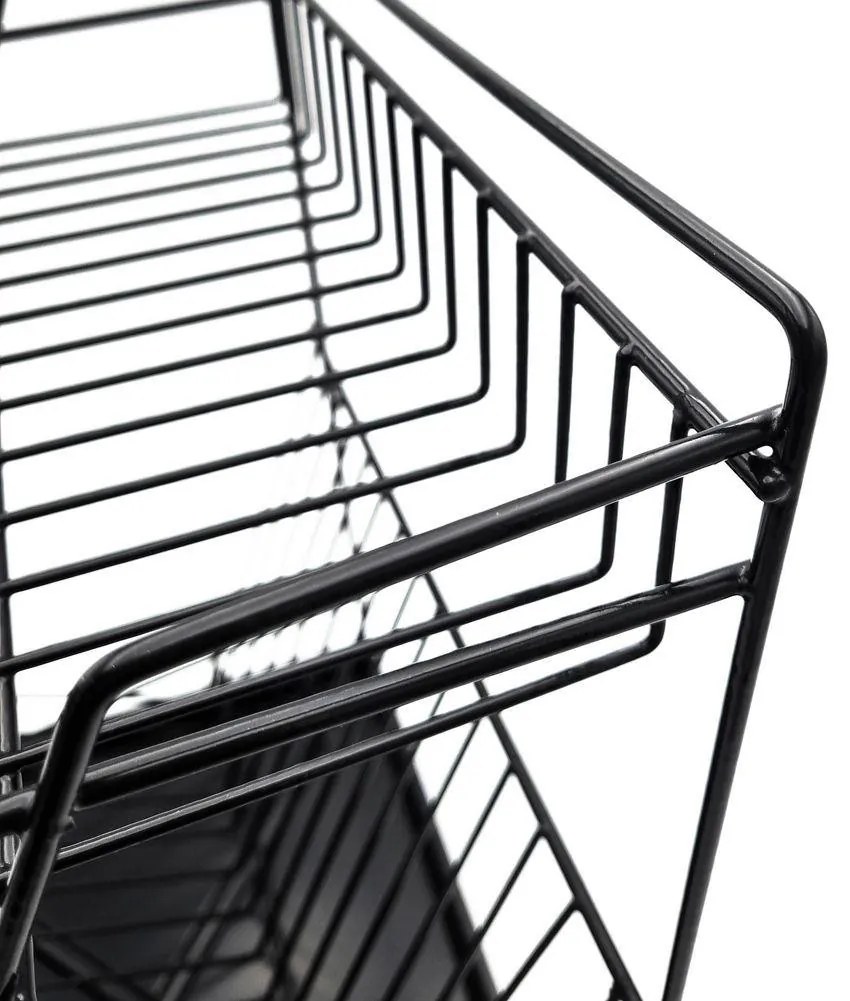 ALTOM Odkvapkávač na riad dvojposchodový, až na 14 tanierov, čierny kov