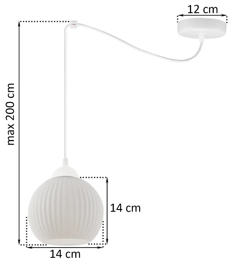 Závesné svietidlo Riffle Round Spider, 1x biele sklenené tienidlo, w