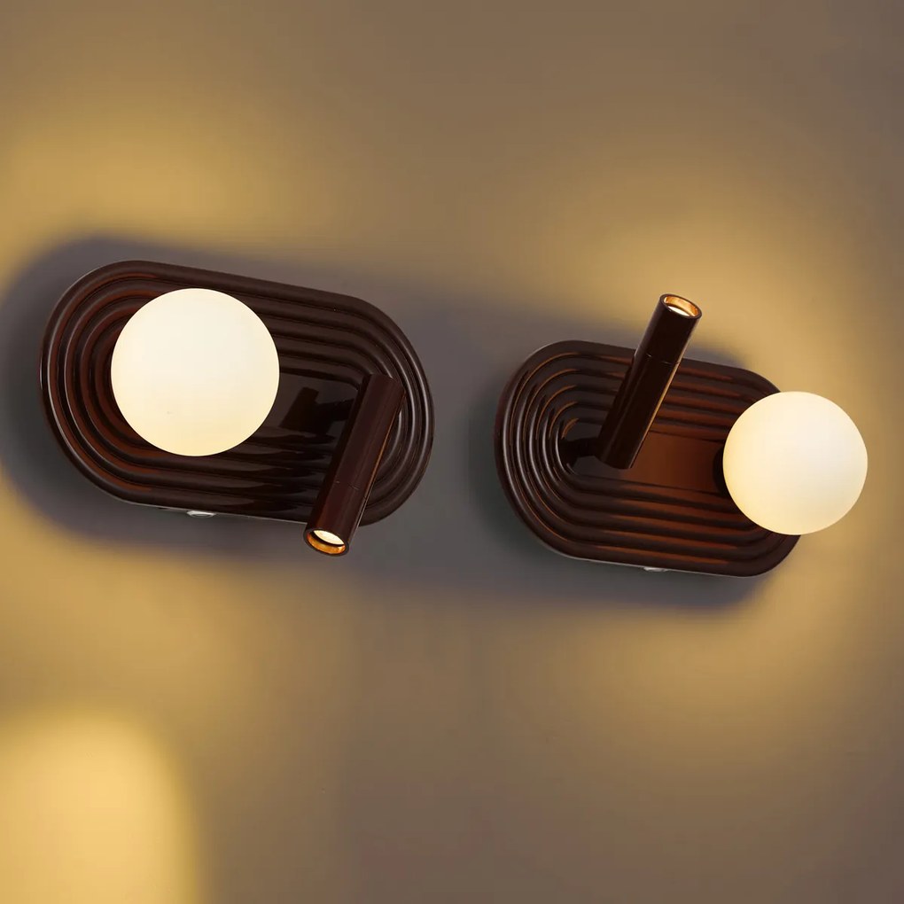 Súprava 2 retro nástenných lámp hnedých vrátane 3-stupňovej stmievateľnej LED a USB-C - Lila