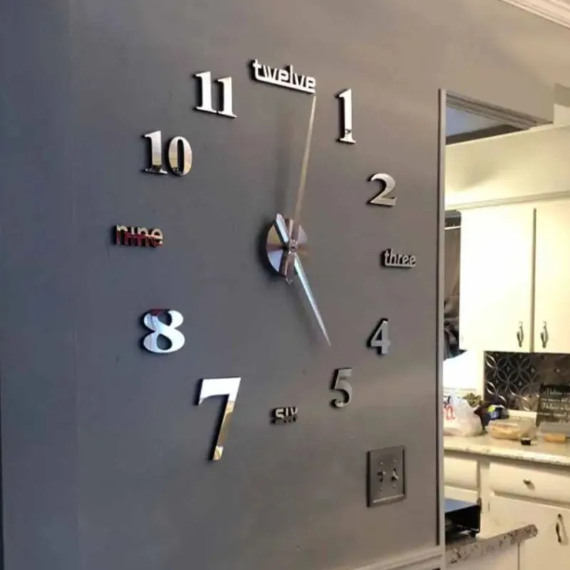 Moderné dizajnové 3D nalepovacie hodiny na stenu| SENTOP 12S015