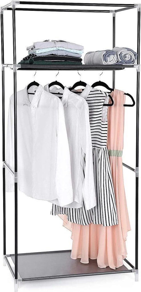 Látková skriňa, modulárny skladací šatník, sivá farba