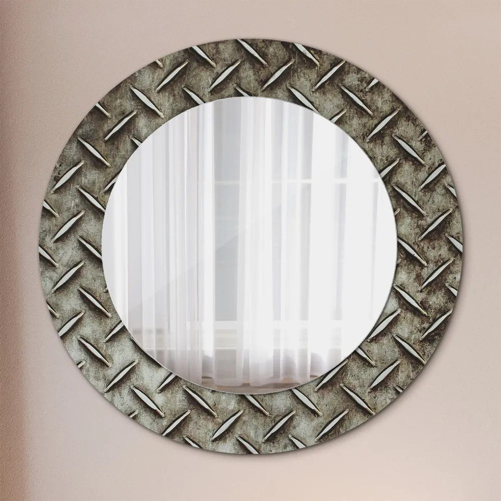 Okrúhle ozdobné zrkadlo Oceľová textúra fi 50 cm