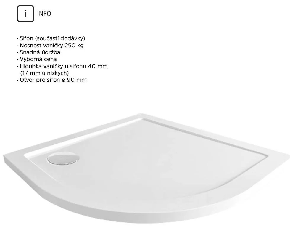 Mereo Mereo, Sprchový set z Kory Lite, štvrťkruh, 90 cm, biely ALU, sklo Grape a nízké SMC vaničky, MER-CK35121ZN