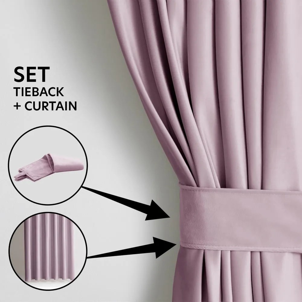 Svetloružový zamatový dimout záves 140x270 cm Pleat – Restilo