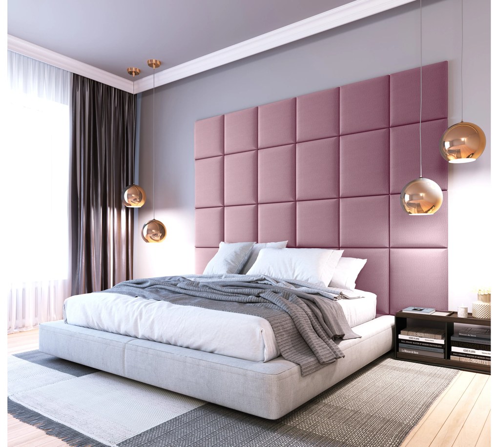 Set 24 čalúnených panelov Quadra 240x180 cm (ružová). Akcia -19%. Vlastná spoľahlivá doprava až k Vám domov. 1052015