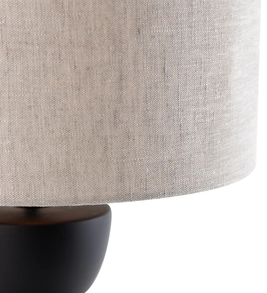 Dizajnová stolná lampa čierna s tienidlom z látky svetlosivý 35 cm - Alisia