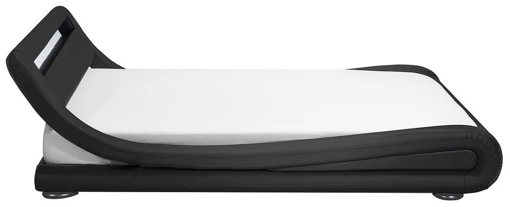 Posteľ z umelej kože s LED svetlom 180 x 200 cm čierna AVIGNON Beliani