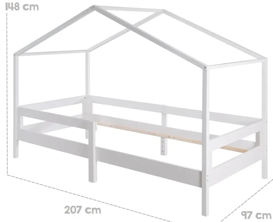 Biela domčeková detská posteľ 90x200 cm – Roba