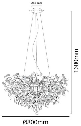 Krištáľový luster na lanku 13xG9/40W/230V chróm