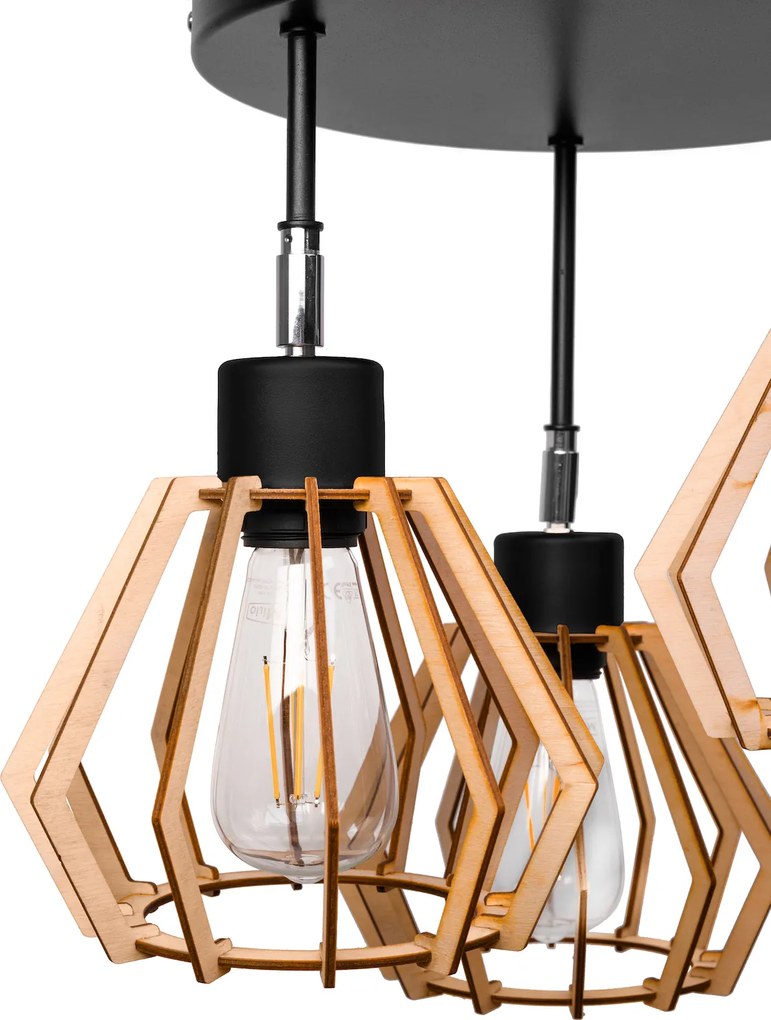 BERGE Stropné závesné svietidlo 3xE27 DIAMOND WOOD
