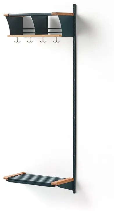 Vešiaková stena JEPPE s 2 priehradkami, prídavná sekcia, 1790x600x310 mm, modrá/dub